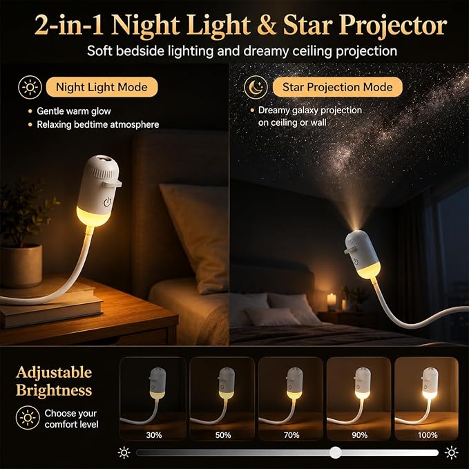 2 in 1 night light and star projector