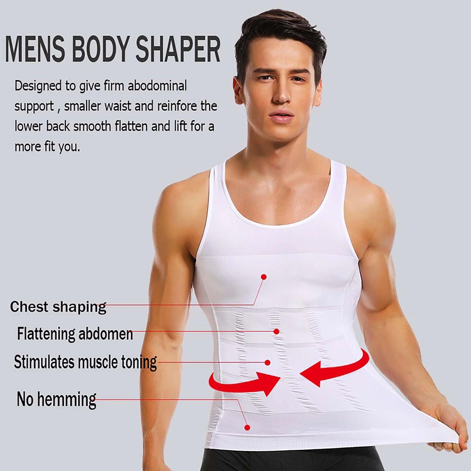 MEN SLIMMING BODY SHAPER BELLY TUMMY CONTROL SHAPING TOPS VEST UNDERWEAR  SHIRTS