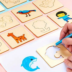 10pcs Educational Toys, Arts Crafts Setwooden Drawing Stencils Kit