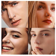 Stainless Steel Fake Nose Piercing Jewelry for Men D Shape Nose Ring for Women Faux Piercing Nez Nariz Falso Body Jewelry