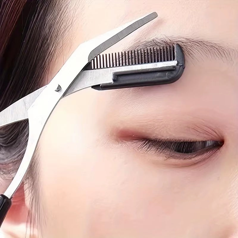 Stainless Steel Eyebrow Trimming Scissors with Comb, Safe Eyebrow Trimming Makeup Tool, Precise Creation of Perfect Eyebrow Shap