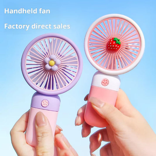 Portable Handheld Fan Cute Mini Fan Rechargeable Mini Handy Fan Pocket Size Low Noise Small Electric USB Fan Fruit Fan Cute