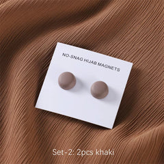 Matte Silk Scarf No Snag Hijab Magnet Brooch Strong Magnetic Buttons round Silk Scarf Shawl Dual-Use Collar Clip Cufflinks