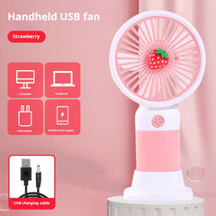 Portable Handheld Fan Cute Mini Fan Rechargeable Mini Handy Fan Pocket Size Low Noise Small Electric USB Fan Fruit Fan Cute