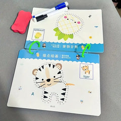 36-Page Reusable Educational Practice Book Set (With 4 Pens 1 Chalk Eraser)