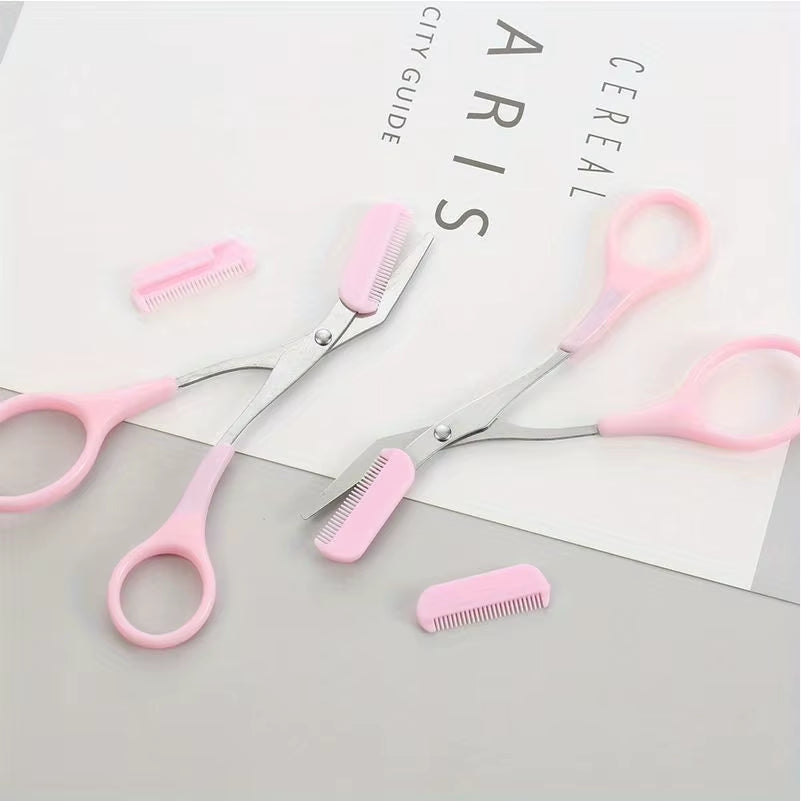 Stainless Steel Eyebrow Trimming Scissors with Comb, Safe Eyebrow Trimming Makeup Tool, Precise Creation of Perfect Eyebrow Shap