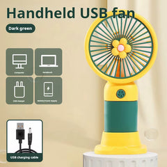 Portable Handheld Fan Cute Mini Fan Rechargeable Mini Handy Fan Pocket Size Low Noise Small Electric USB Fan Fruit Fan Cute