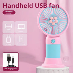 Portable Handheld Fan Cute Mini Fan Rechargeable Mini Handy Fan Pocket Size Low Noise Small Electric USB Fan Fruit Fan Cute
