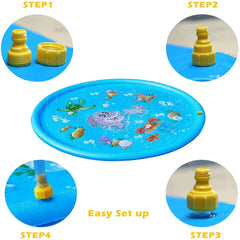 PVC Inflatable Water Spray Pad, Courtyard Water Play Pad, Blue Dolphin Pattern Water Sports Mat