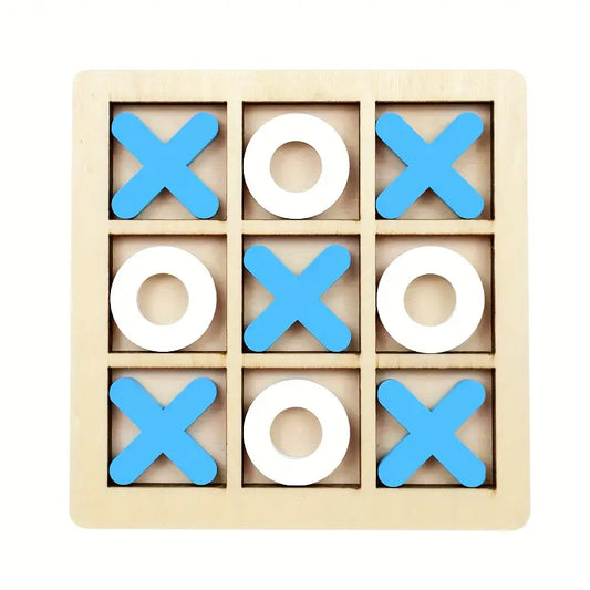 Wooden XO Tic Tac Toe Game - 3-Player Strategy Board Game for Family & Adults