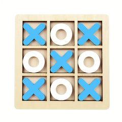 Wooden XO Tic Tac Toe Game - 3-Player Strategy Board Game for Family & Adults