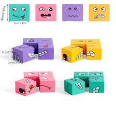 Wooden Expression Puzzle Blocks with Bell for Learning and Education