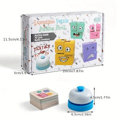 Wooden Expression Puzzle Blocks with Bell for Learning and Education