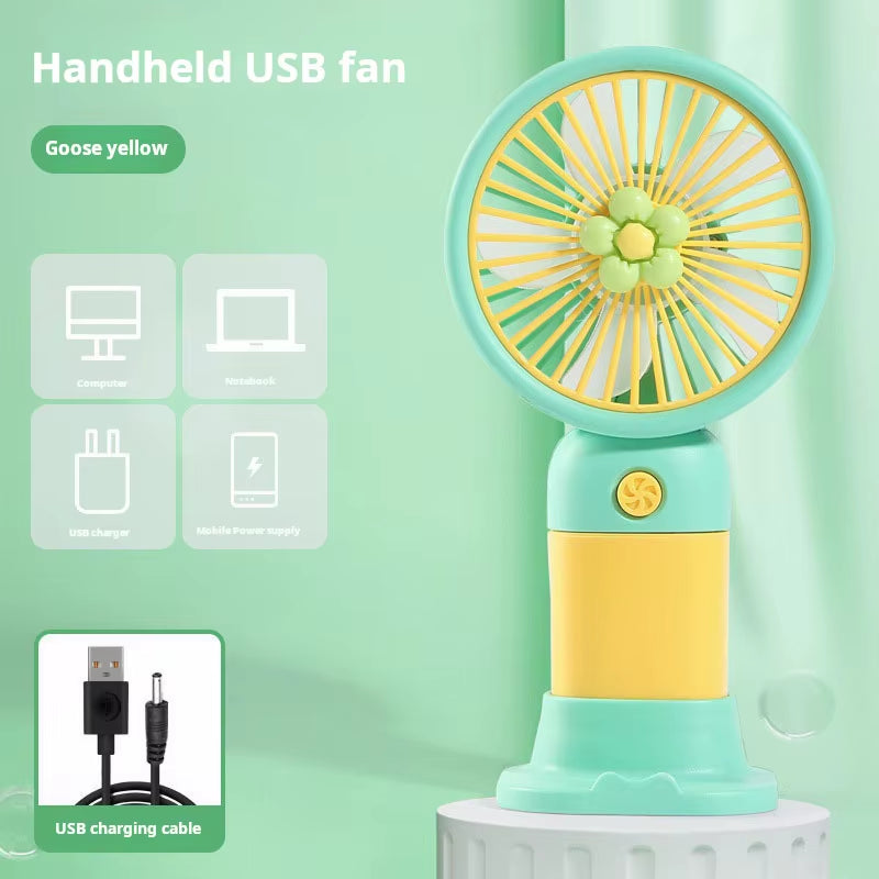 Portable Handheld Fan Cute Mini Fan Rechargeable Mini Handy Fan Pocket Size Low Noise Small Electric USB Fan Fruit Fan Cute