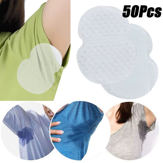 50Pcs Armpit Sweat Pads Underarm Ultra-Thin Breathable Disposable Pad Summer Armpit Care Absorbing Deodorant Pads for Women Men
