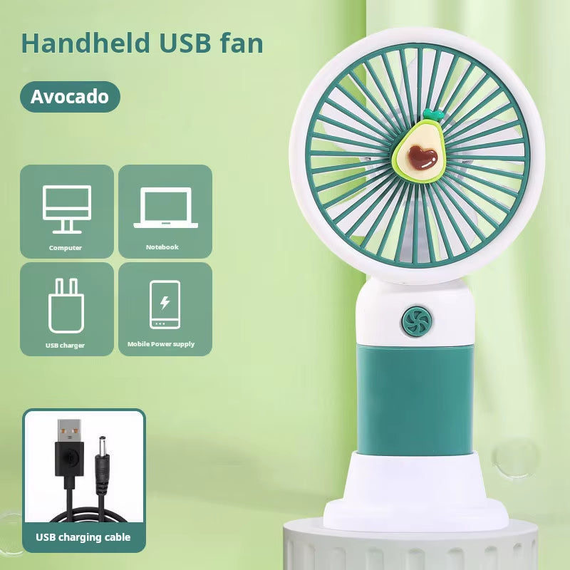 Portable Handheld Fan Cute Mini Fan Rechargeable Mini Handy Fan Pocket Size Low Noise Small Electric USB Fan Fruit Fan Cute