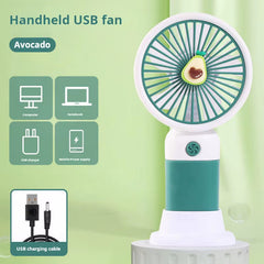 Portable Handheld Fan Cute Mini Fan Rechargeable Mini Handy Fan Pocket Size Low Noise Small Electric USB Fan Fruit Fan Cute