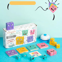 Wooden Expression Puzzle Blocks with Bell for Learning and Education