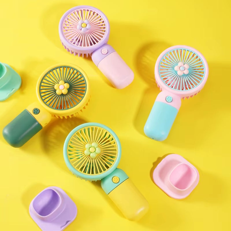 Portable Handheld Fan Cute Mini Fan Rechargeable Mini Handy Fan Pocket Size Low Noise Small Electric USB Fan Fruit Fan Cute