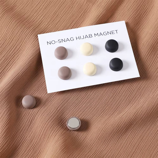 Matte Silk Scarf No Snag Hijab Magnet Brooch Strong Magnetic Buttons round Silk Scarf Shawl Dual-Use Collar Clip Cufflinks