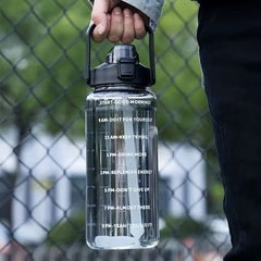 2000ML Sports Water Bottle with Straw Large Capacity Portable Leakproof Sports Fitness Bottle with Time Marker for Outdoor Gym