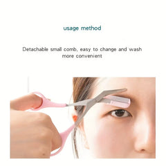 Stainless Steel Eyebrow Trimming Scissors with Comb, Safe Eyebrow Trimming Makeup Tool, Precise Creation of Perfect Eyebrow Shap