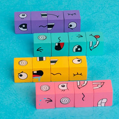 Wooden Expression Puzzle Blocks with Bell for Learning and Education