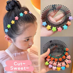 3Pcs Children Y2K Star Colorful Hair Comb Broken Headband Hair Clips Bunny Heart Cute Headdress Princess Girls Hair Accessories