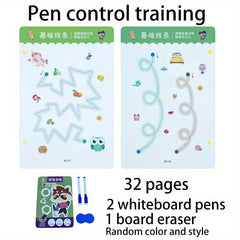 32-Page Reusable Educational Exercise Book with Erasable Writing Track
