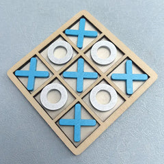 Wooden XO Tic Tac Toe Game - 3-Player Strategy Board Game for Family & Adults