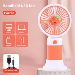 Portable Handheld Fan Cute Mini Fan Rechargeable Mini Handy Fan Pocket Size Low Noise Small Electric USB Fan Fruit Fan Cute