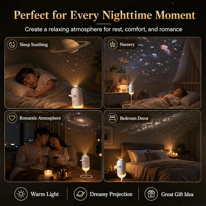 Aurora Galaxy Projector Lamp nighttime uses