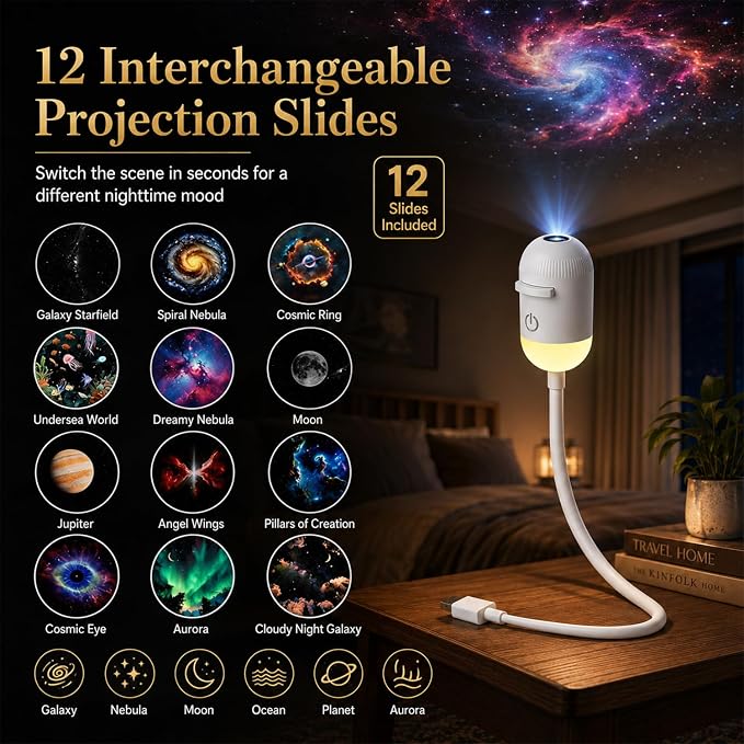 12 interchangeable projection slides