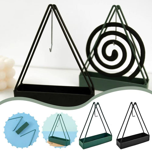 Mosquito Coil Holder with Tray Wrought Iron Triangular Repellent Incense Rack Tool Home Mosquito Shape Decor S7N4