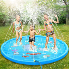PVC Inflatable Water Spray Pad, Courtyard Water Play Pad, Blue Dolphin Pattern Water Sports Mat