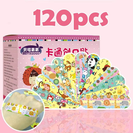 120Pcs Cute Cartoon Medical Patch Waterproof Wound Adhesive Bandages Dustproof Breathable First Band Aid for Kids