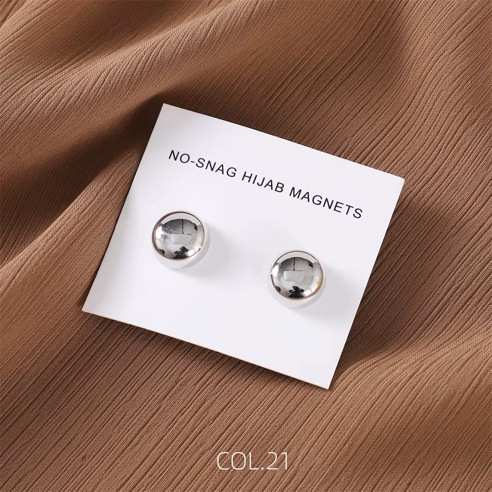 Matte Silk Scarf No Snag Hijab Magnet Brooch Strong Magnetic Buttons round Silk Scarf Shawl Dual-Use Collar Clip Cufflinks