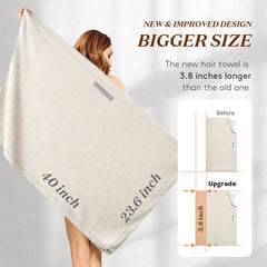 Microfiber Hair Towel Extra Large Wrap Quick Dry Hair Towel Wrap with Elastic Band , Ultra Absorbent Soft Hair Towel Wrap Turban
