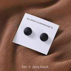 Matte Silk Scarf No Snag Hijab Magnet Brooch Strong Magnetic Buttons round Silk Scarf Shawl Dual-Use Collar Clip Cufflinks