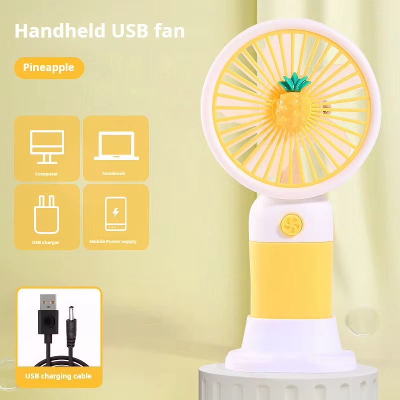 Portable Handheld Fan Cute Mini Fan Rechargeable Mini Handy Fan Pocket Size Low Noise Small Electric USB Fan Fruit Fan Cute