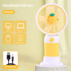 Portable Handheld Fan Cute Mini Fan Rechargeable Mini Handy Fan Pocket Size Low Noise Small Electric USB Fan Fruit Fan Cute