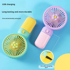 Portable Handheld Fan Cute Mini Fan Rechargeable Mini Handy Fan Pocket Size Low Noise Small Electric USB Fan Fruit Fan Cute